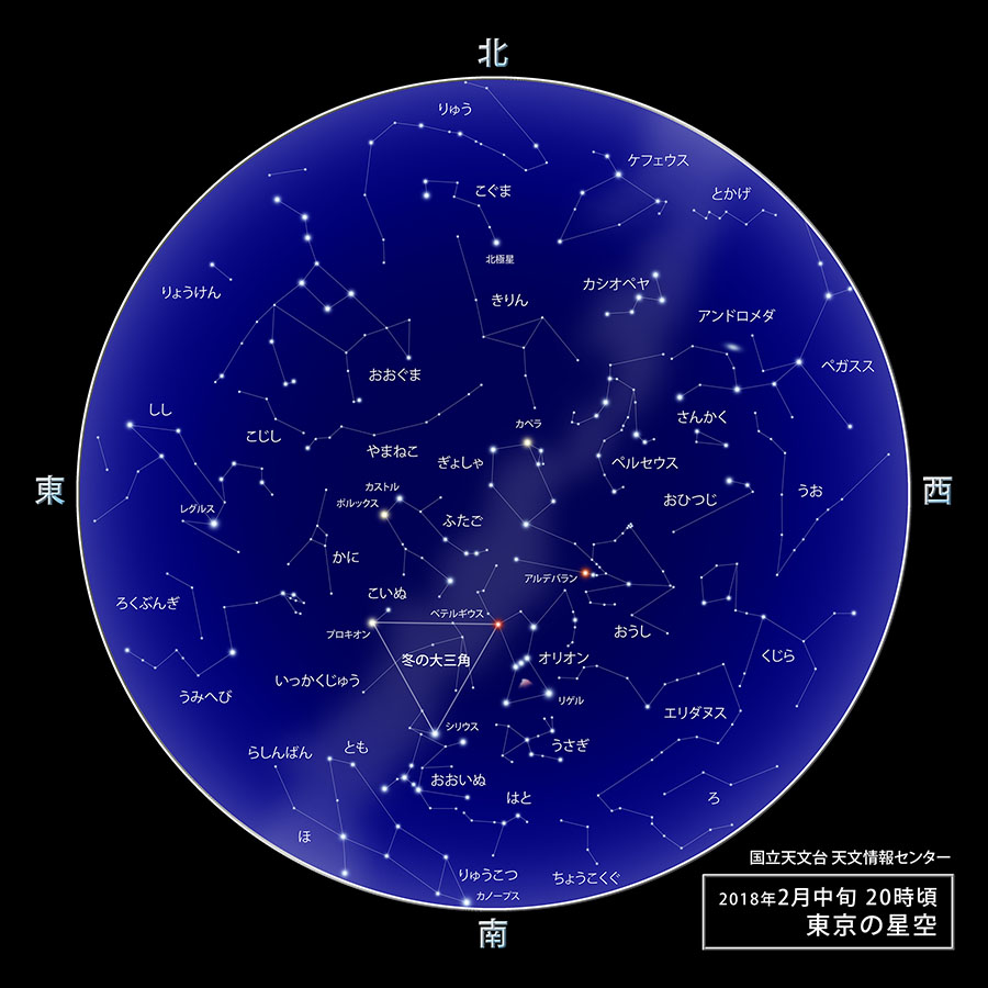 東京の星空・カレンダー・惑星（2018年2月） | 国立天文台(NAOJ)
