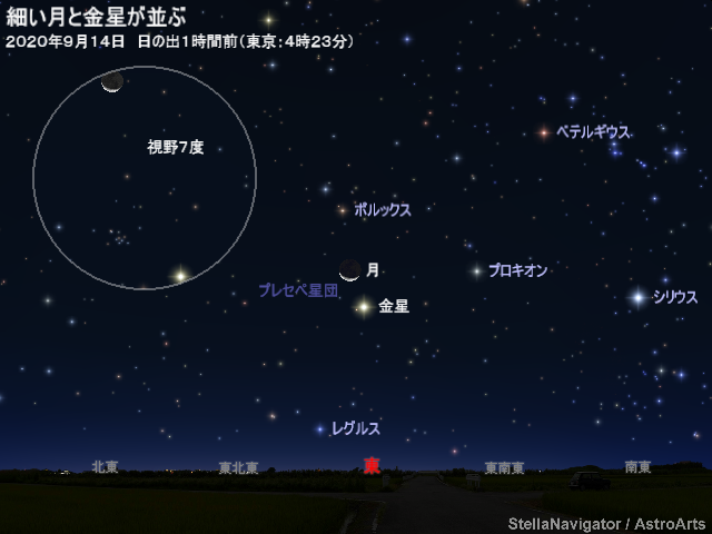 2020年9月14日 細い月と金星が並ぶ - アストロアーツ