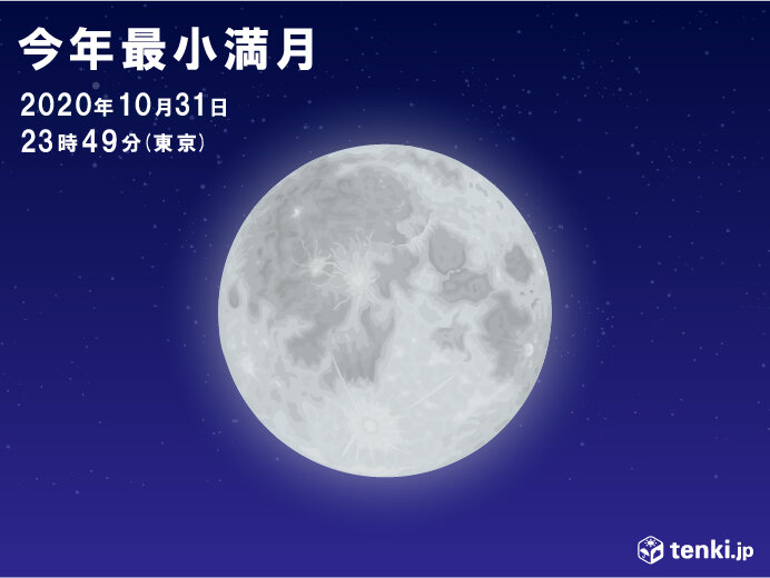 あすは十三夜　土曜日は今年最小の満月　気になる天気は?(日直予報士 2020年10月28日) - 日本気象協会 tenki.jp