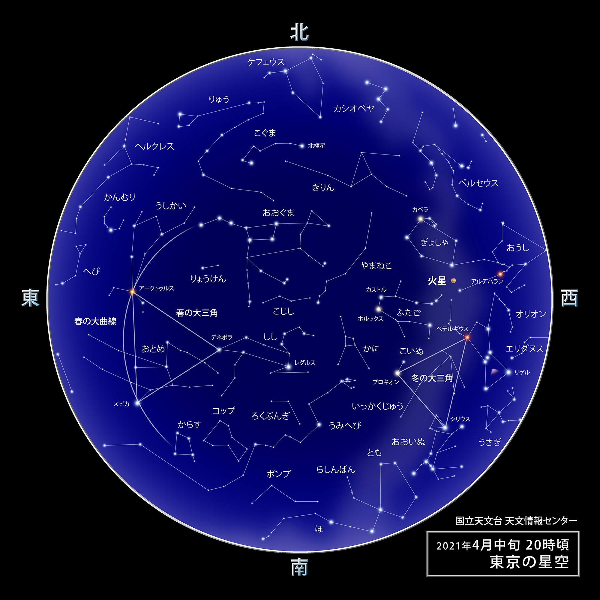東京の星空・カレンダー・惑星（2021年4月） | 国立天文台(NAOJ)