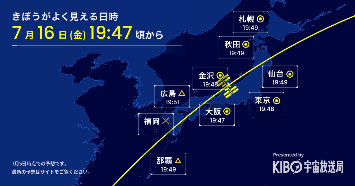 星出さんが滞在している「きぼう」日本実験棟/ISSを見よう 2021/7/13, 7/16