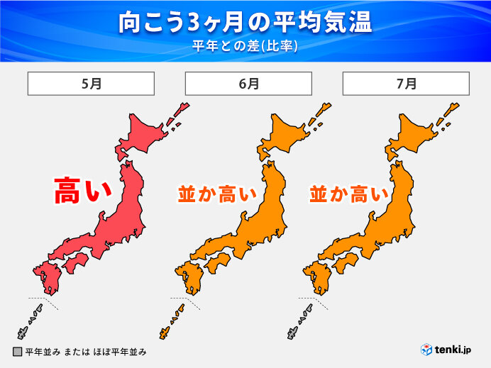 3か月予報　5月から夏日や真夏日続出　6・7月本格的に暑い夏へ　西ほど大雨警戒(気象予報士 石榑　亜紀子 2022年04月19日) - 日本気象協会 tenki.jp