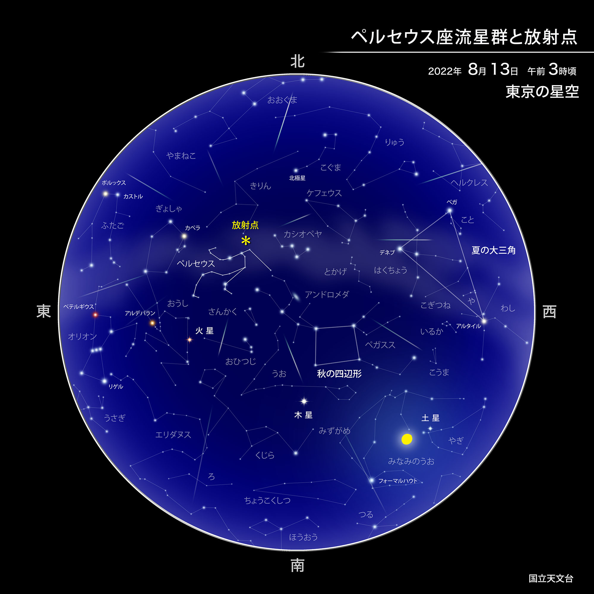 ペルセウス座流星群が極大（2022年8月） | 国立天文台(NAOJ)