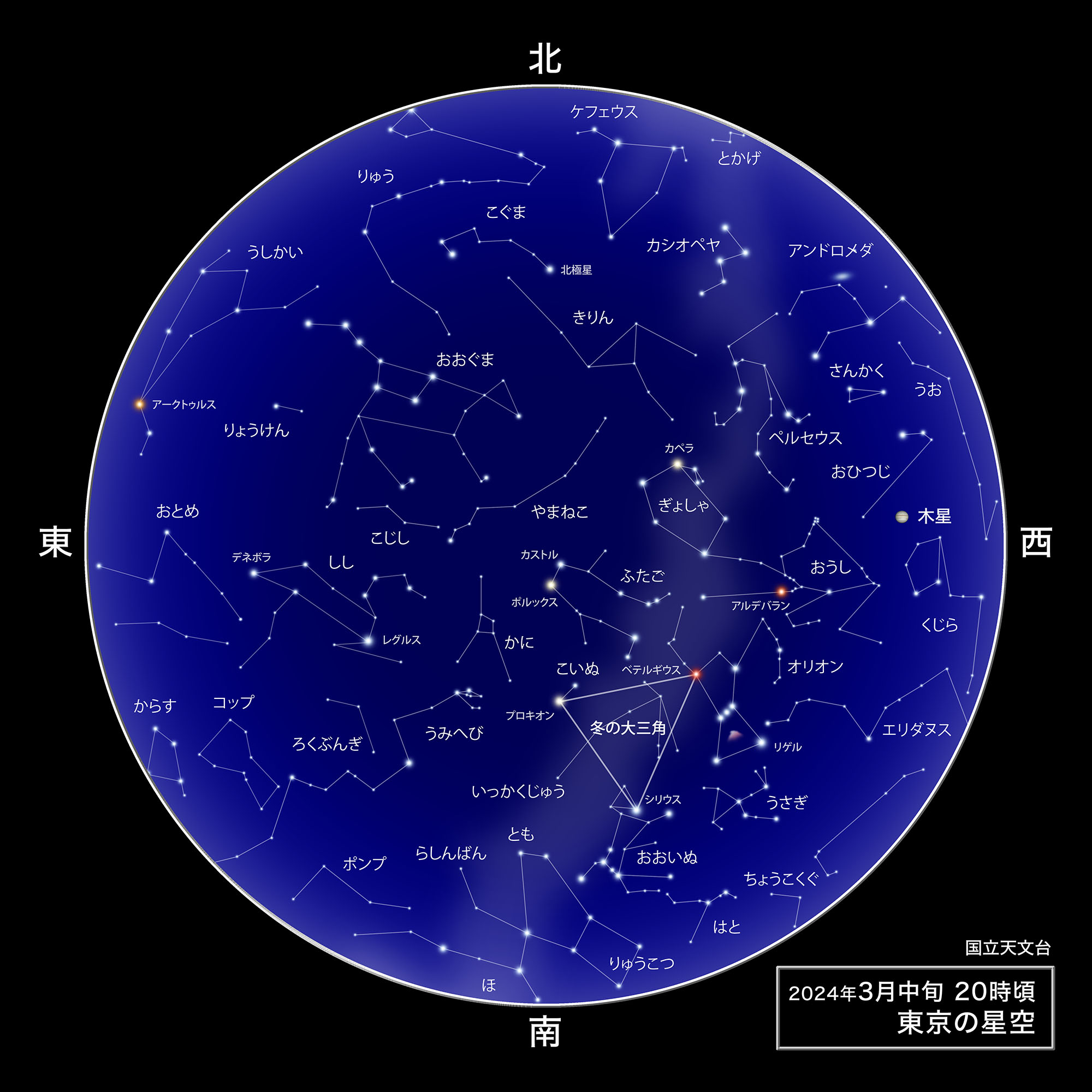 東京の星空・カレンダー・惑星（2024年3月） | 国立天文台(NAOJ)
