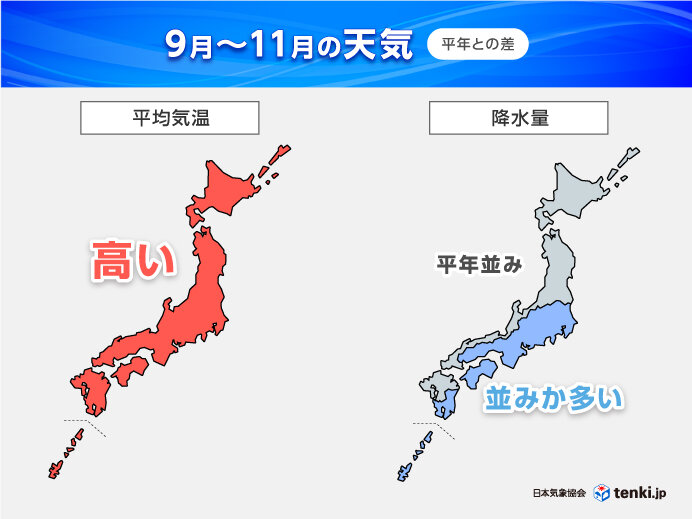 3か月予報　秋の訪れは遅く　10月まで残暑長引く　秋雨・台風シーズンに大雨注意(気象予報士 石榑　亜紀子 2024年08月20日) - 日本気象協会 tenki.jp