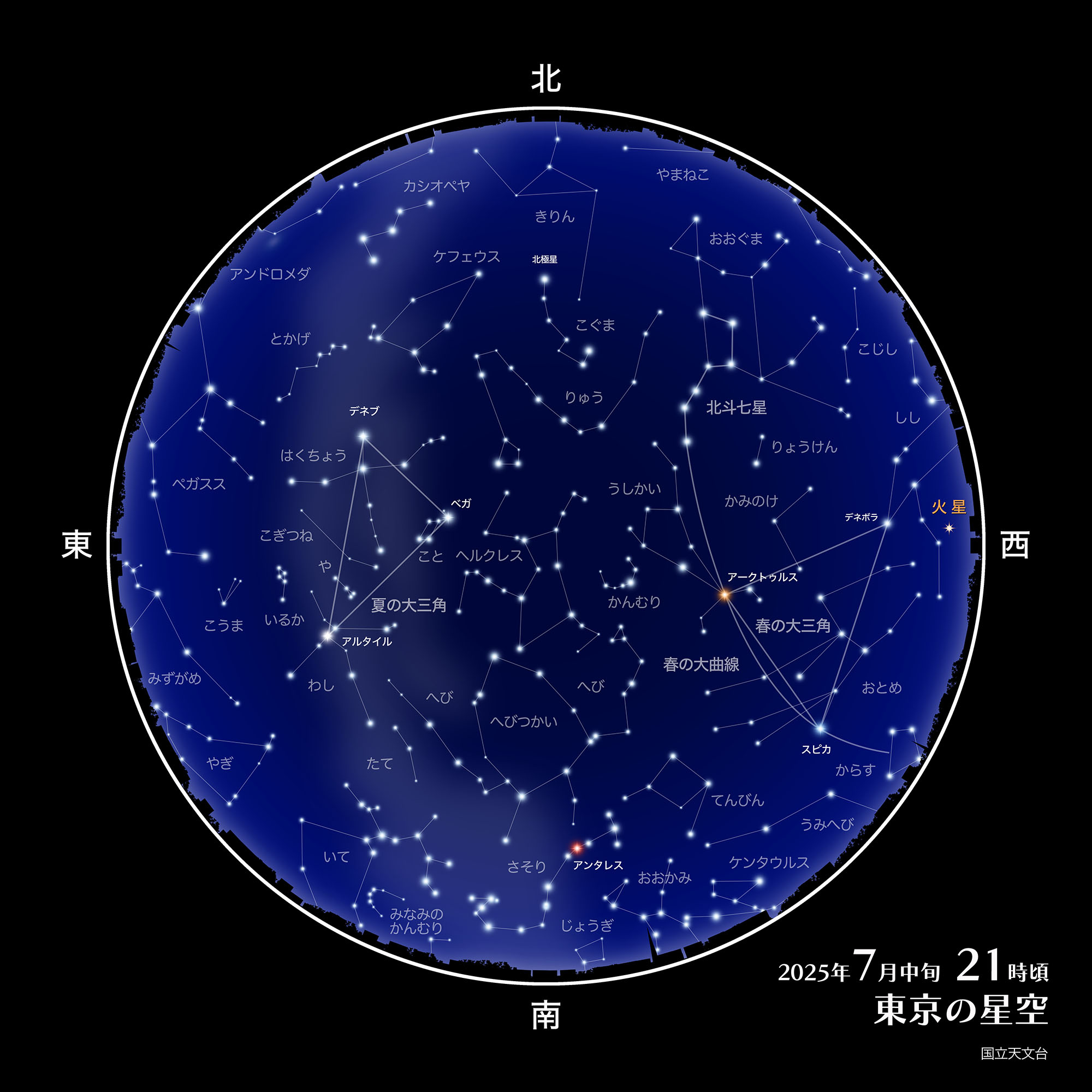 東京の星空・カレンダー・惑星（2025年7月） | 国立天文台(NAOJ)